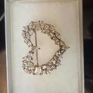 TOVA for Diamonique Mixed Cut Heart Pendant and Brooch in Sterling Silver